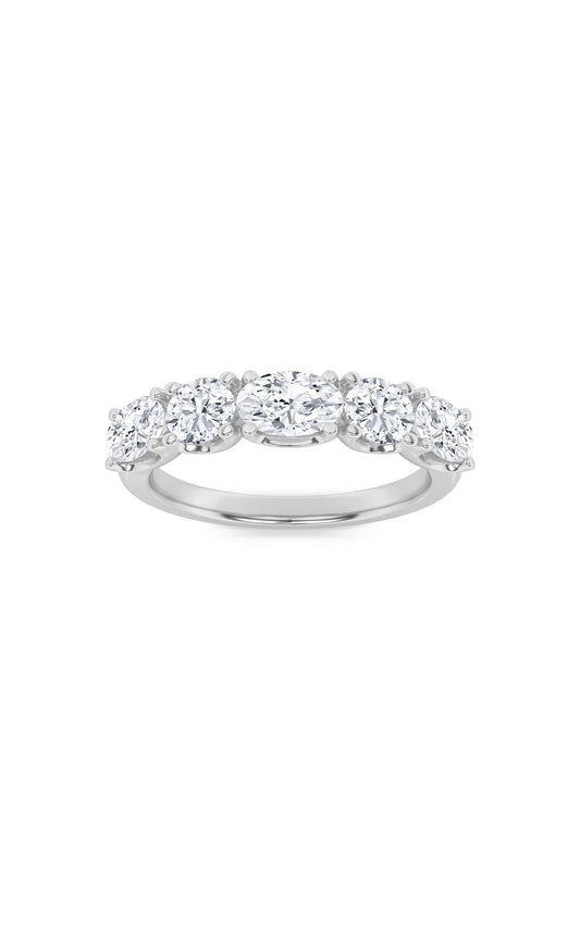 2Cttw Oval Shaped Lab Grown Diamond (F/VVS) Five Stone Band Ring in 14K Gold