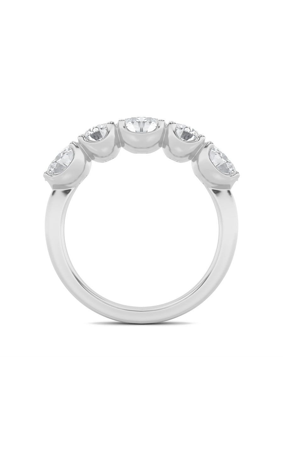 2Cttw Oval Shaped Lab Grown Diamond (F/VVS) Five Stone Band Ring in 14K Gold