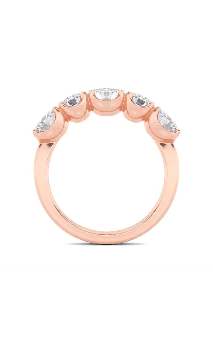 2Cttw Oval Shaped Lab Grown Diamond (F/VVS) Five Stone Band Ring in 14K Gold