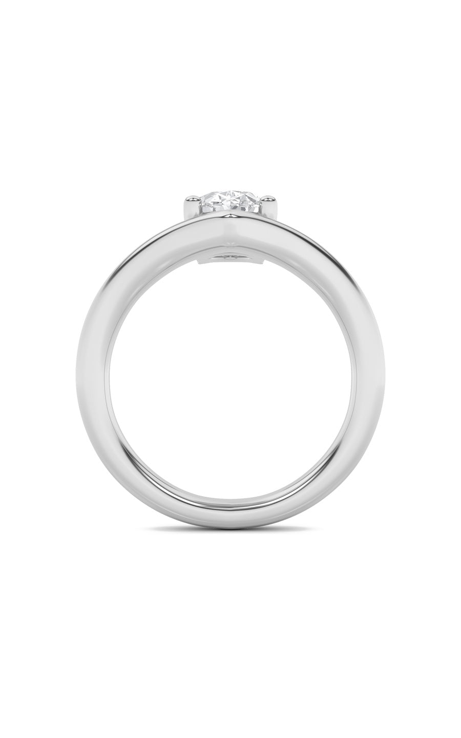 1.5Cttw Oval Shaped Lab Grown Diamond (G/VS) Chevron Solitaire Engagement Ring in 14K Gold