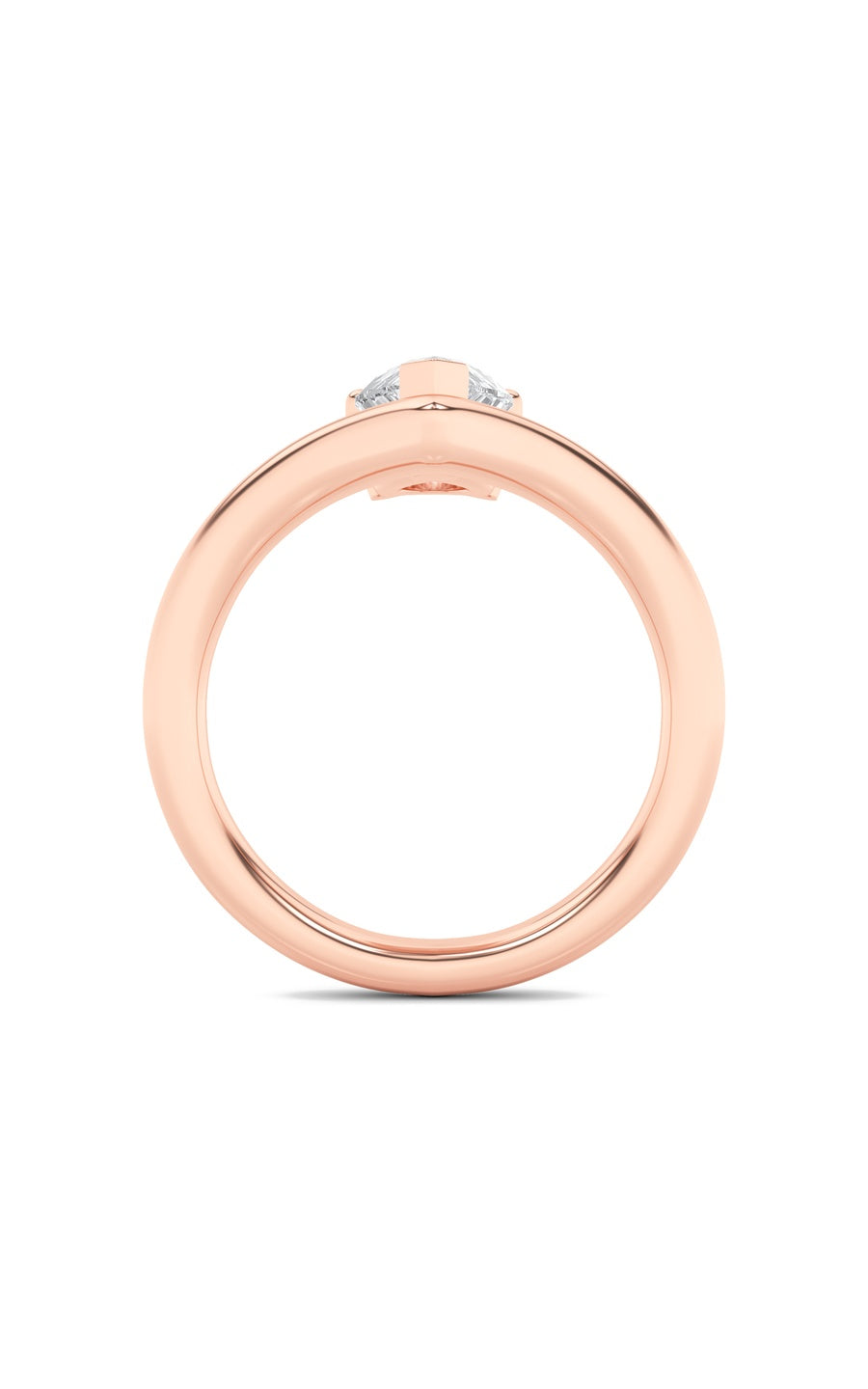 1.5Cttw Pear Shaped Lab Grown Diamond (F/VS) Chevron Solitaire Engagement Ring in 14K Gold