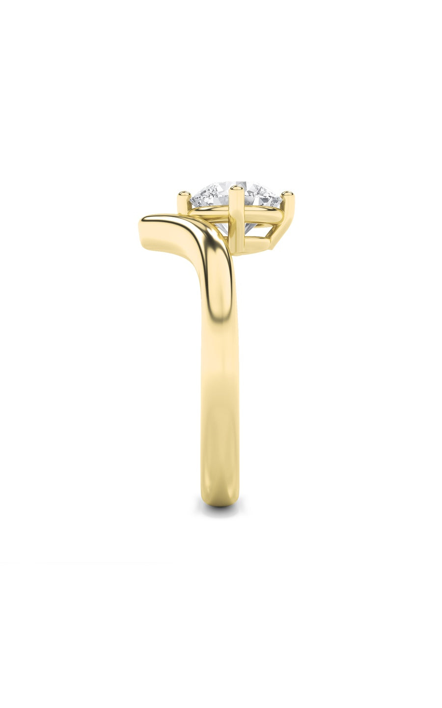 1.5Cttw Round Shaped Lab Grown Diamond (G/VS) Chevron Solitaire Engagement Ring in 14K Gold