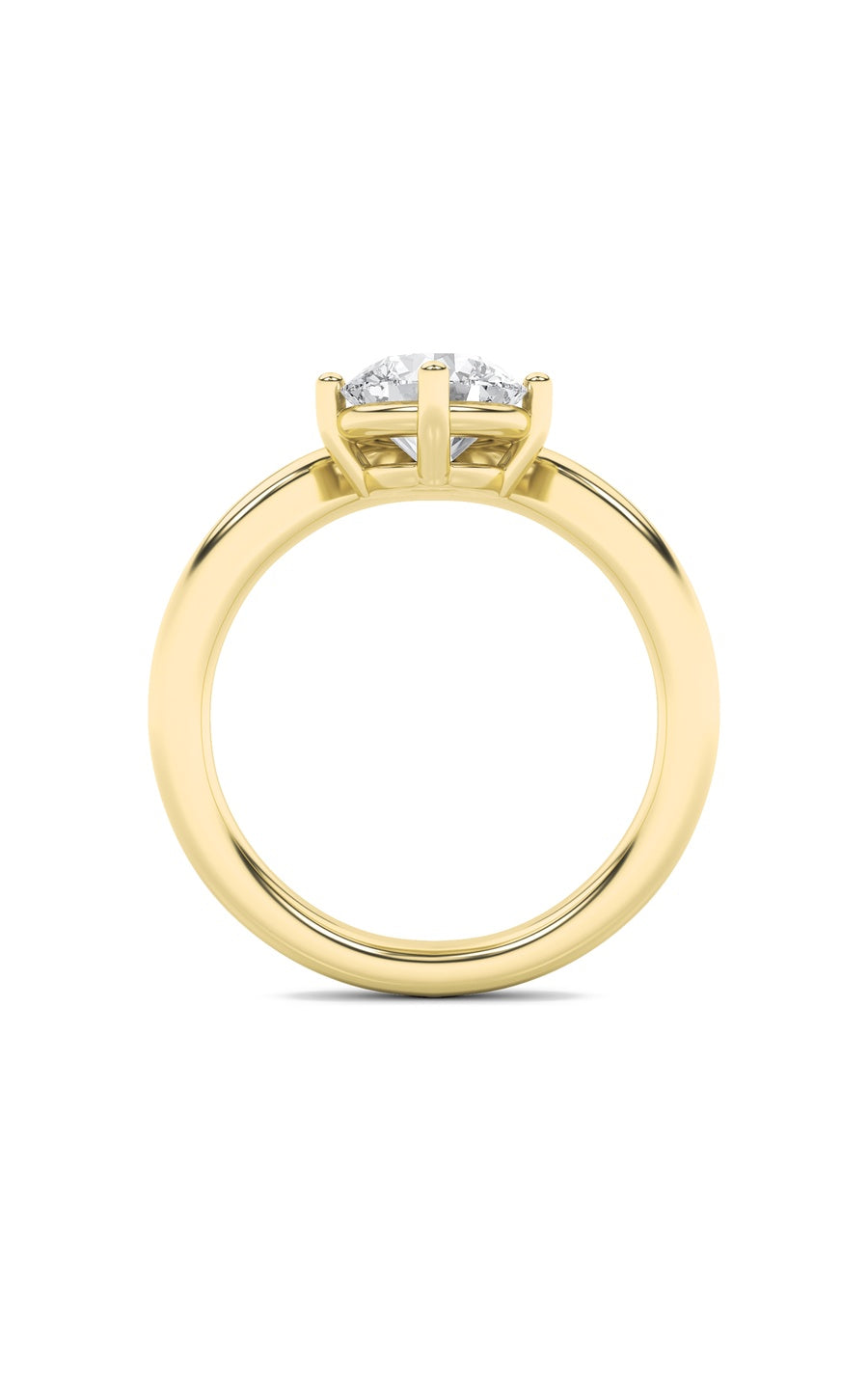 1.5Cttw Round Shaped Lab Grown Diamond (G/VS) Chevron Solitaire Engagement Ring in 14K Gold