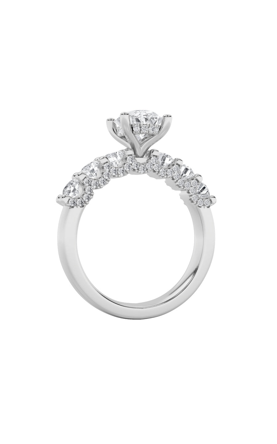 2.5Cttw Oval Shaped Lab Grown Diamond (G/VS) Accented Double Halo Set of Band and Ring in 14K Gold