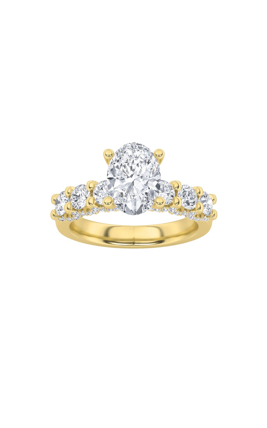 2.5Cttw Oval Shaped Lab Grown Diamond (G/VS) Accented Double Halo Set of Band and Ring in 14K Gold