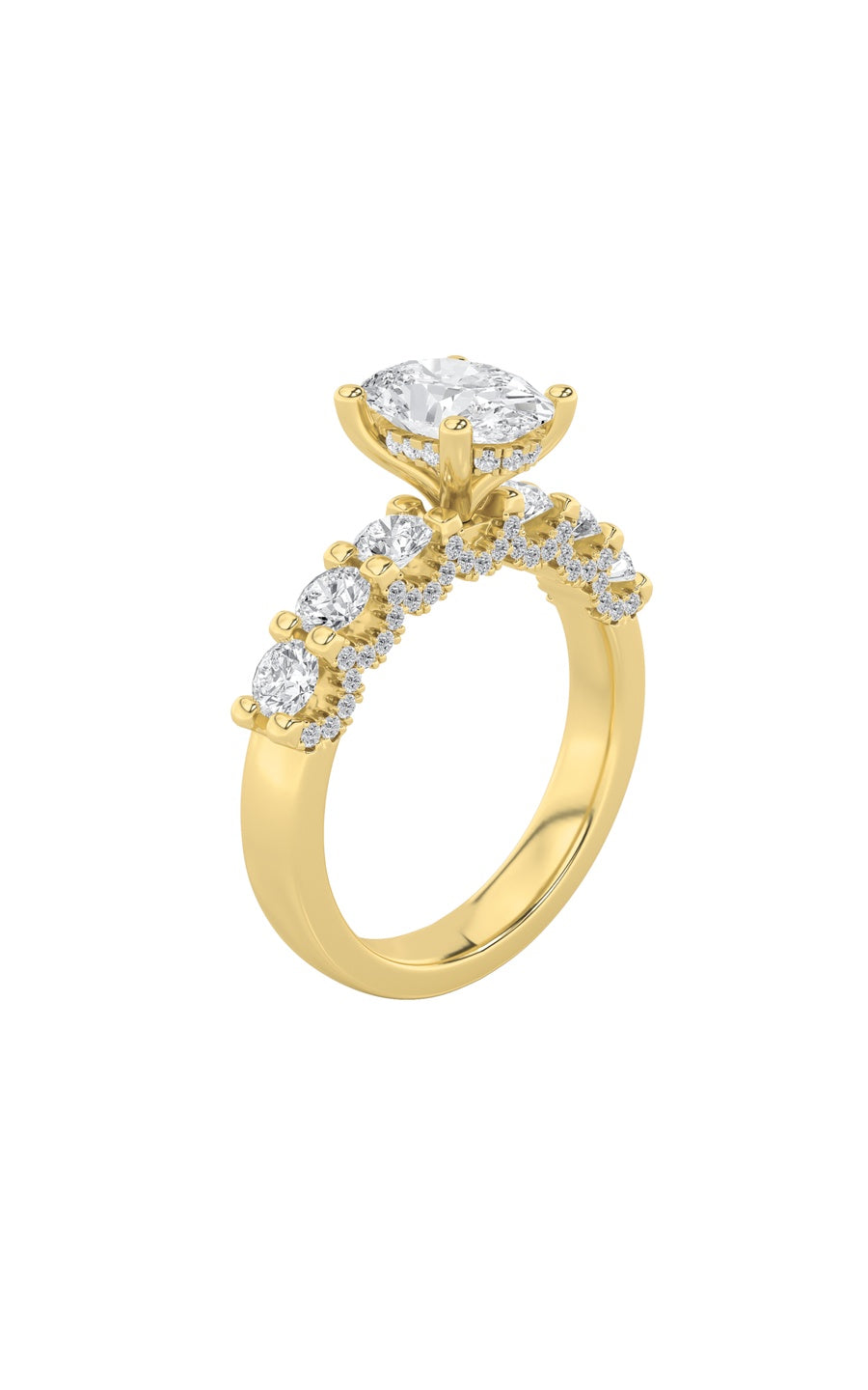 2.5Cttw Oval Shaped Lab Grown Diamond (G/VS) Accented Double Halo Set of Band and Ring in 14K Gold