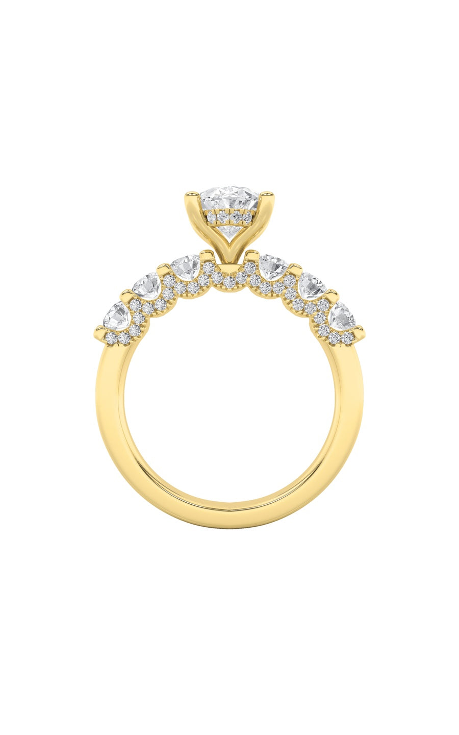 2.5Cttw Oval Shaped Lab Grown Diamond (G/VS) Accented Double Halo Set of Band and Ring in 14K Gold