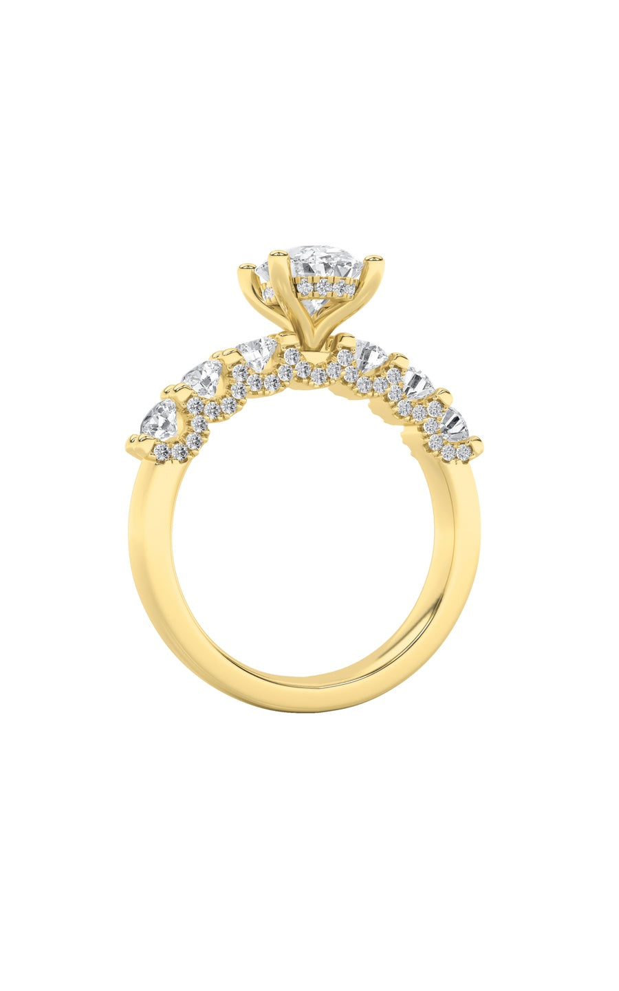 2.5Cttw Oval Shaped Lab Grown Diamond (G/VS) Accented Double Halo Set of Band and Ring in 14K Gold