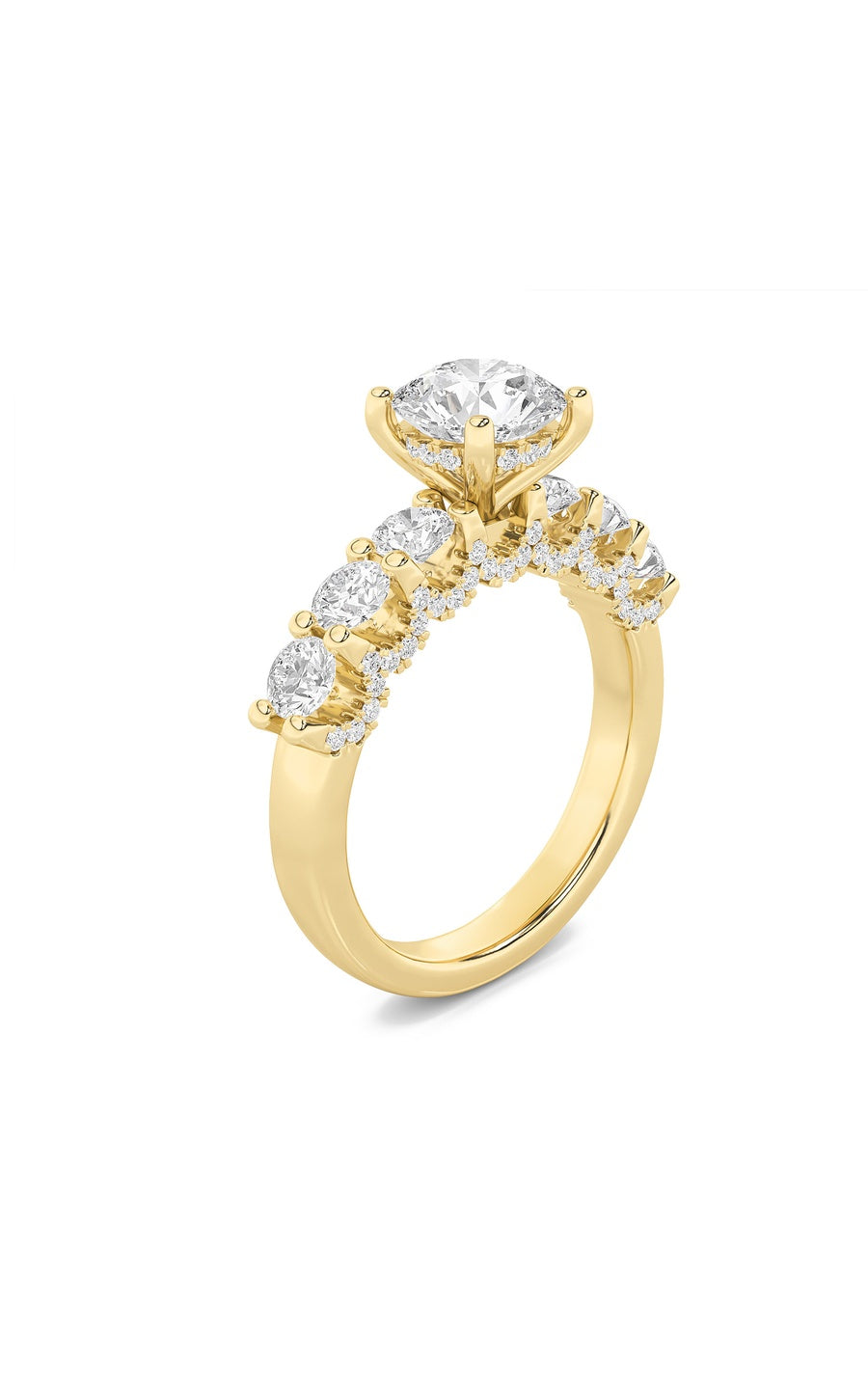 2.5Cttw Round Shaped Lab Grown Diamond (F/VS) Accented Double Halo Set of Band and  Ring in 14K Gold