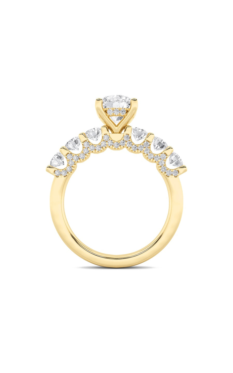 2.5Cttw Round Shaped Lab Grown Diamond (F/VS) Accented Double Halo Set of Band and  Ring in 14K Gold