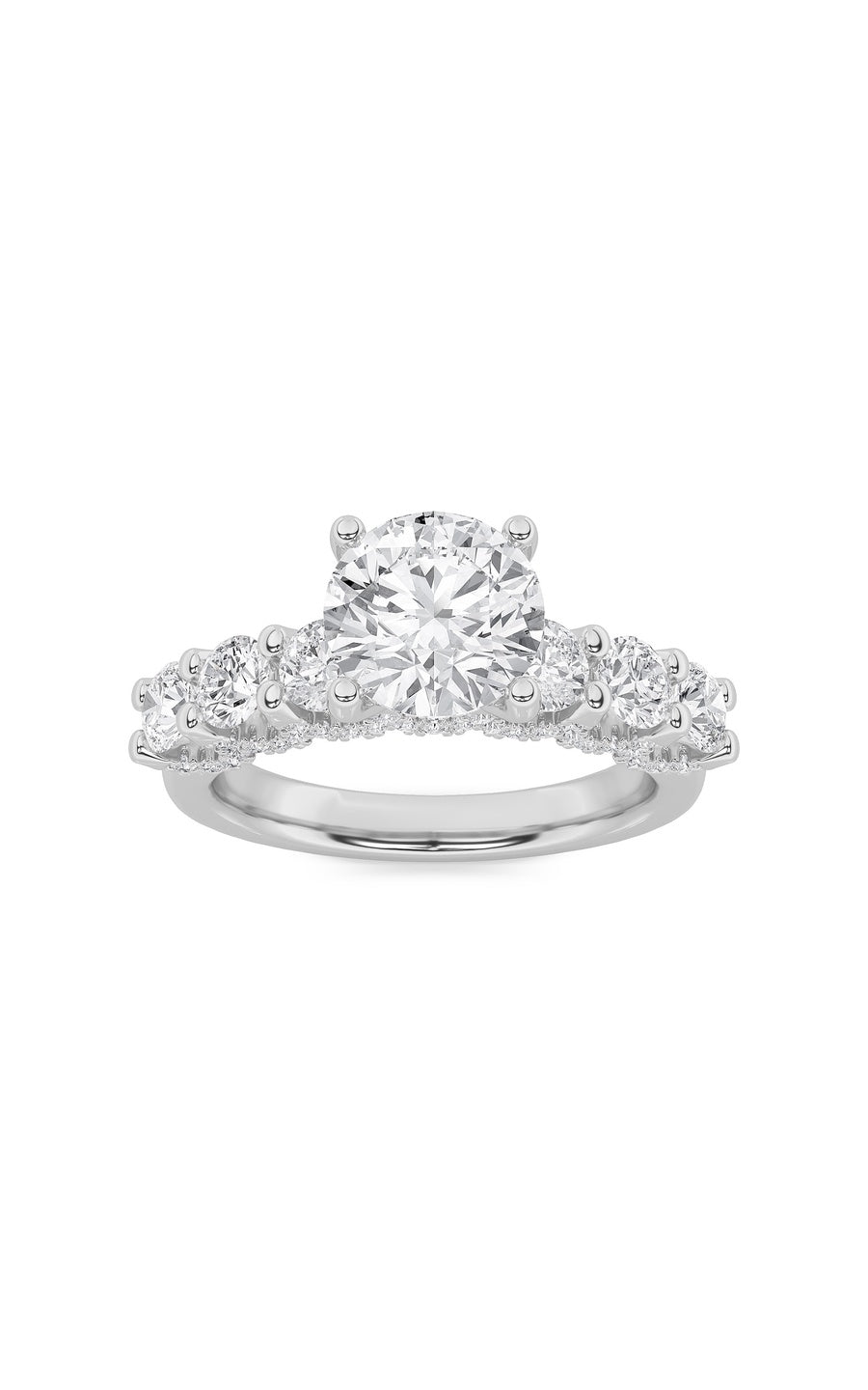 5Cttw Round Shaped Lab Grown Diamond (F/VS) Accented Double Halo Set of Band and  Ring in 14K Gold