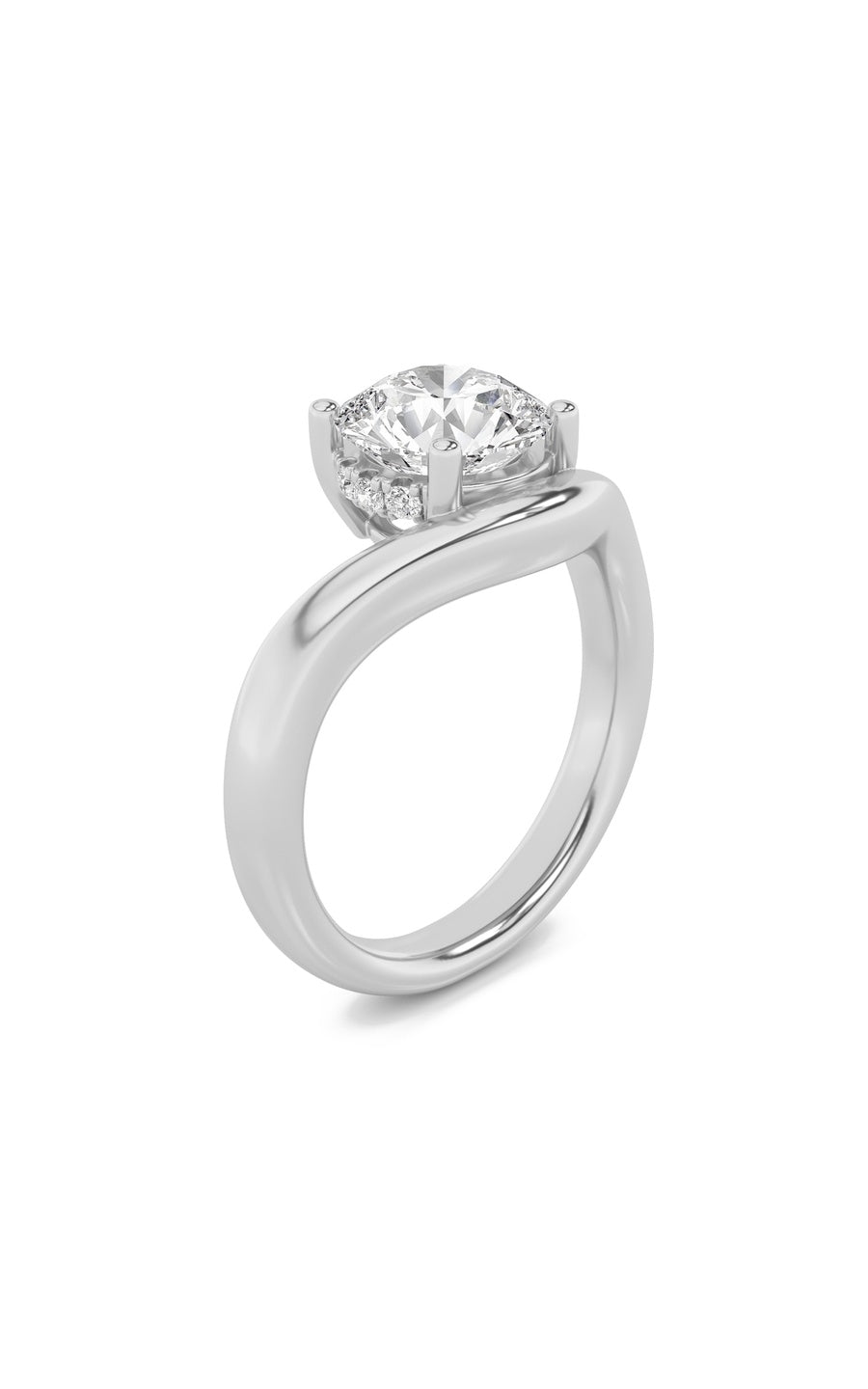 2Cttw Round Shaped Lab Grown Diamond (F/VS) Accented Solitaire Fancy Engagement Ring in 14K Gold