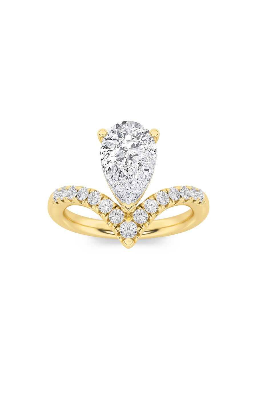 2Cttw Pear Shaped Lab Grown Diamond (F/VS) Accented Solitaire Fancy Engagement Ring in 14K Gold