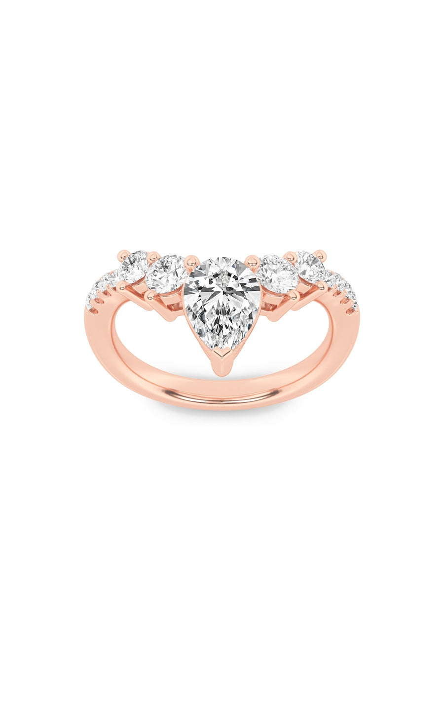 1.5Cttw Pear Shaped Lab Grown Diamond (F/VS) FancyContour Ring in 14K Gold