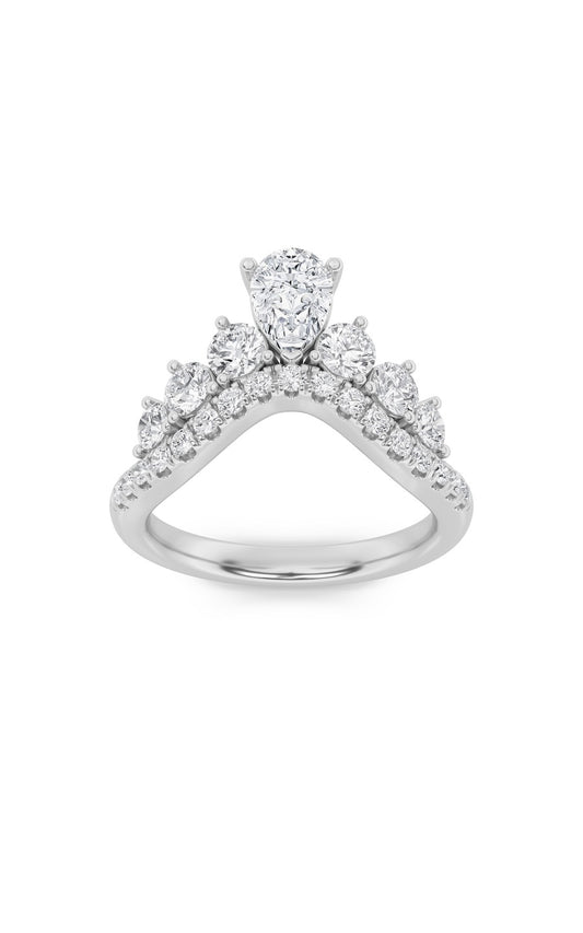 1.5Cttw Pear Shaped Lab Grown Diamond (F/VS) FancyContour Ring in 14K Gold