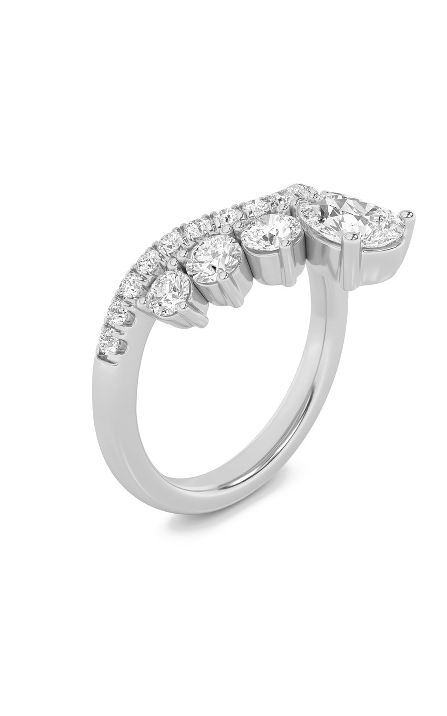 1.5Cttw Pear Shaped Lab Grown Diamond (F/VS) FancyContour Ring in 14K Gold