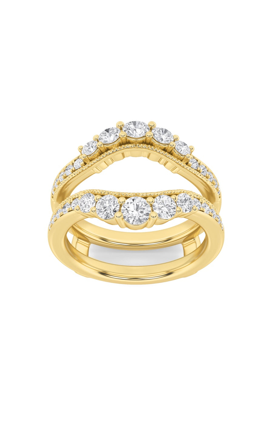 1Cttw Round Shaped Lab Grown Diamond (F/VS) InsertJacket Ring in 14K Gold