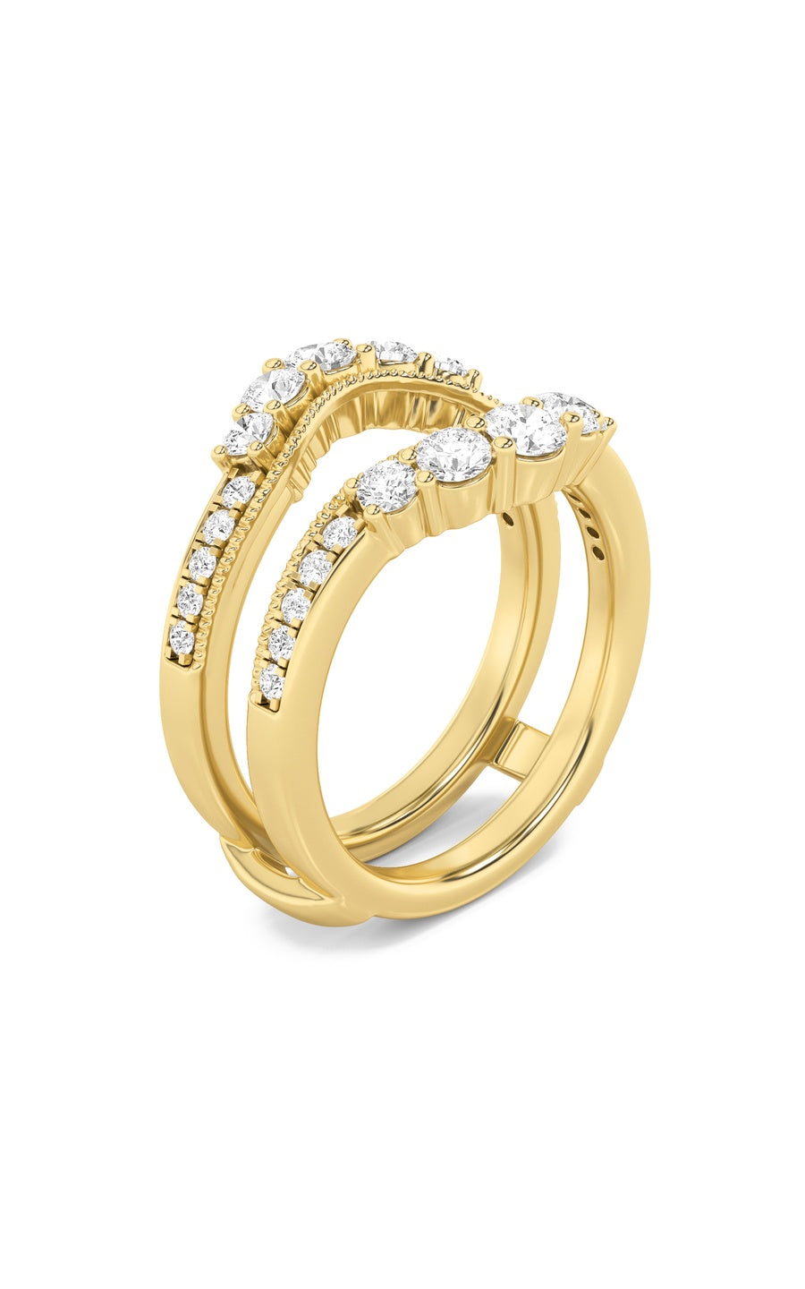 1Cttw Round Shaped Lab Grown Diamond (F/VS) InsertJacket Ring in 14K Gold