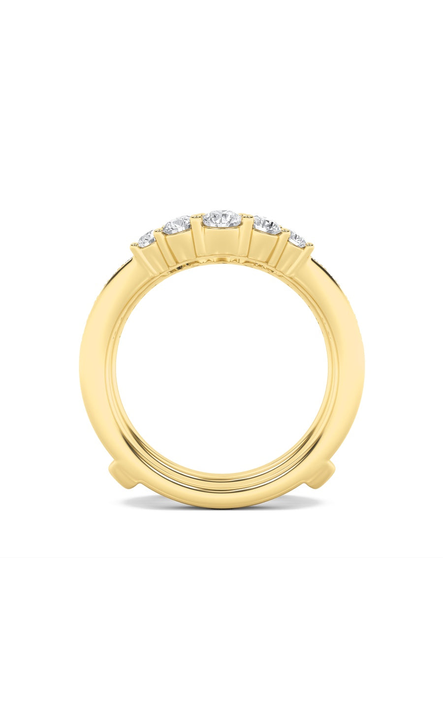 1Cttw Round Shaped Lab Grown Diamond (F/VS) InsertJacket Ring in 14K Gold