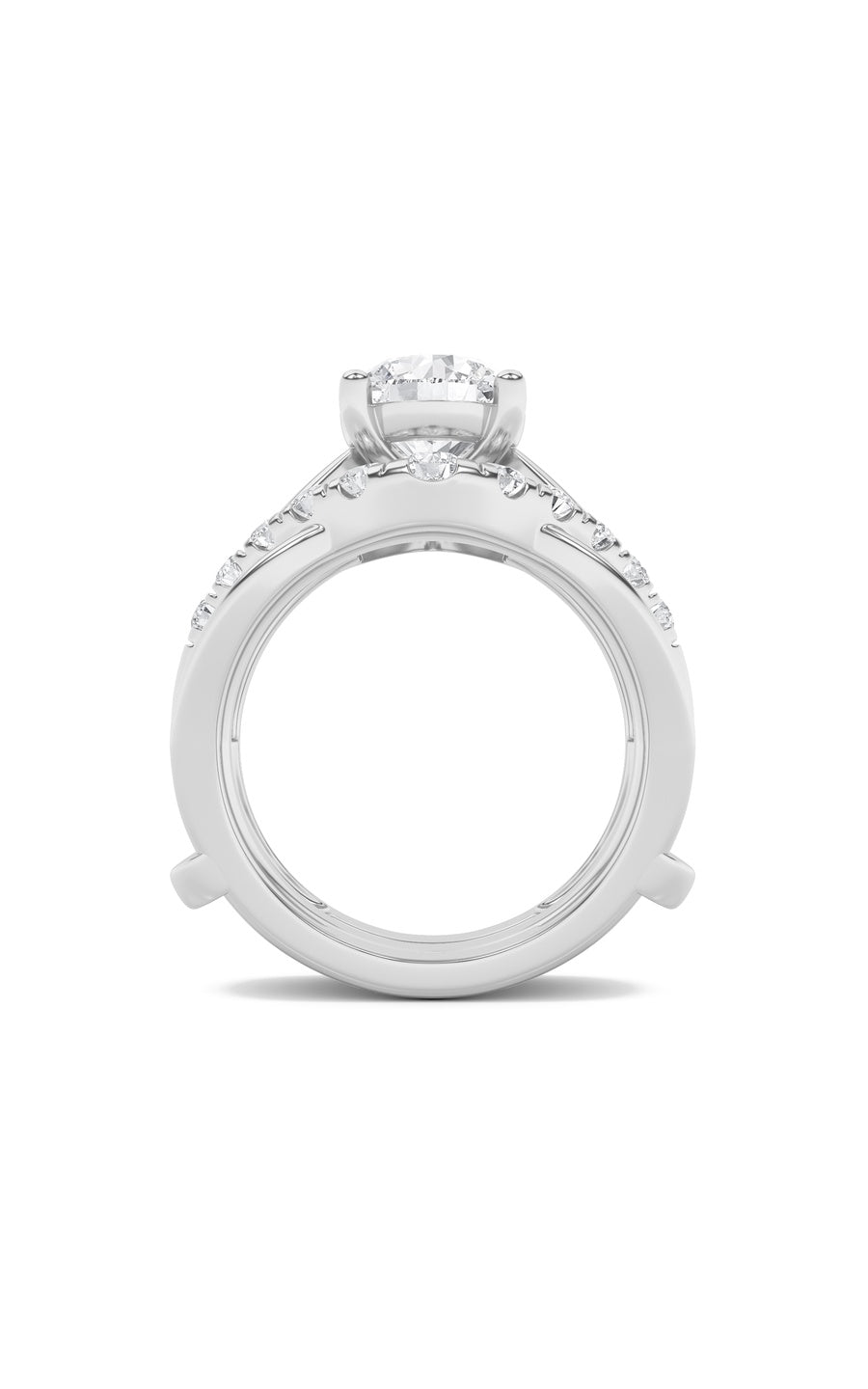 3Cttw Round Shaped Lab Grown Diamond (F/VS) InsertJacket Ring in 14K Gold