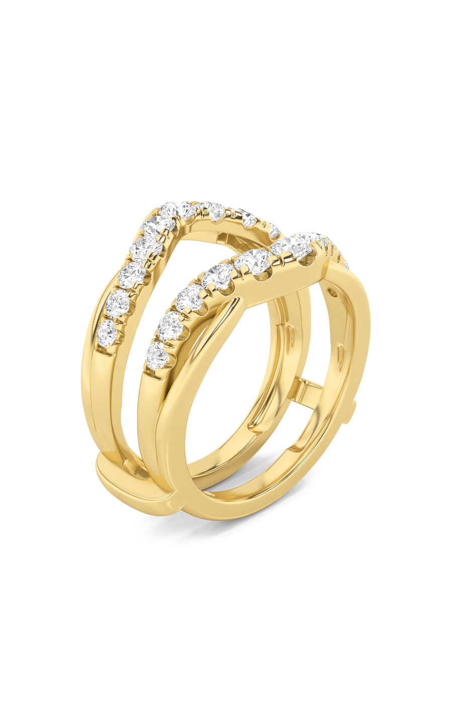 3Cttw Round Shaped Lab Grown Diamond (F/VS) InsertJacket Ring in 14K Gold