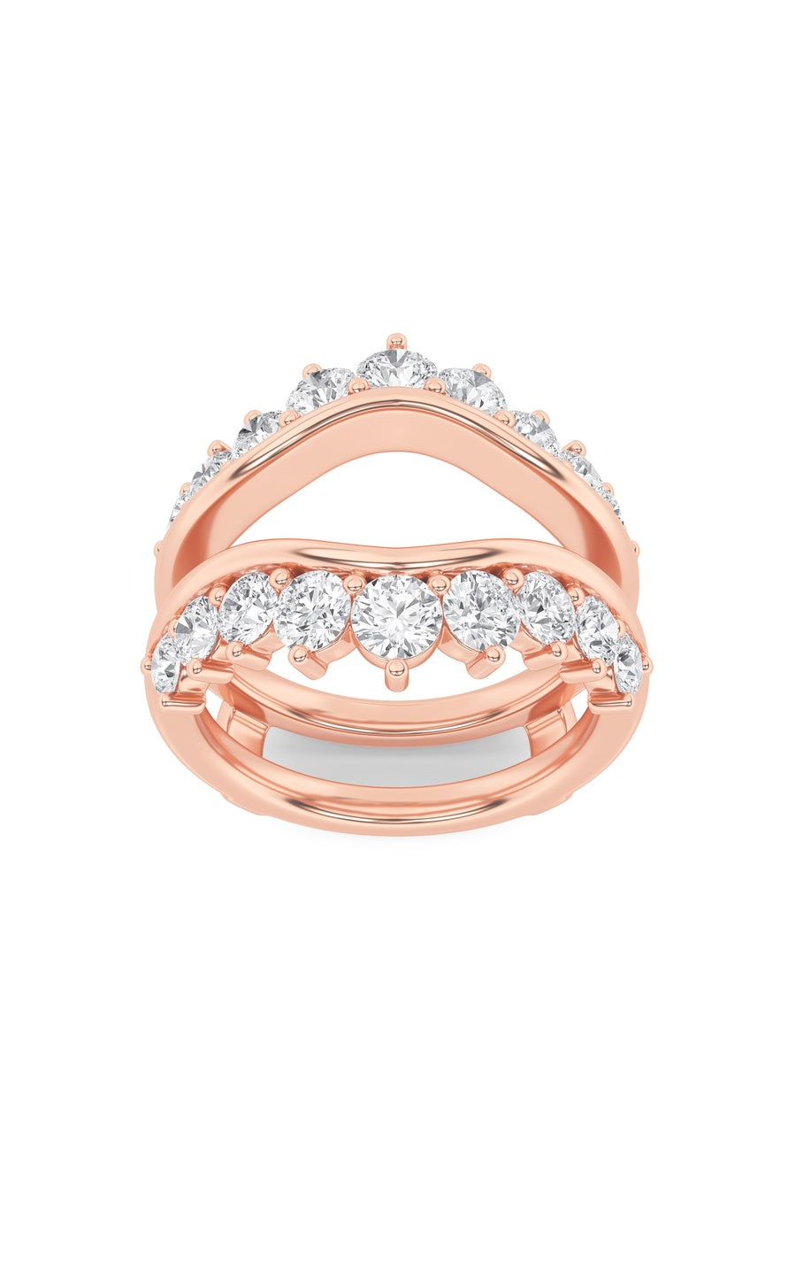 2Cttw Round Shaped Lab Grown Diamond (F/VS) InsertJacket Ring in 14K Gold