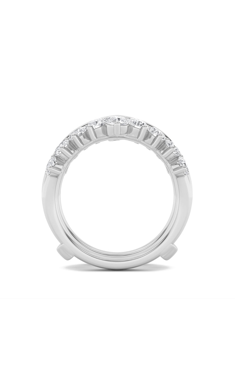 2Cttw Round Shaped Lab Grown Diamond (F/VS) InsertJacket Ring in 14K Gold