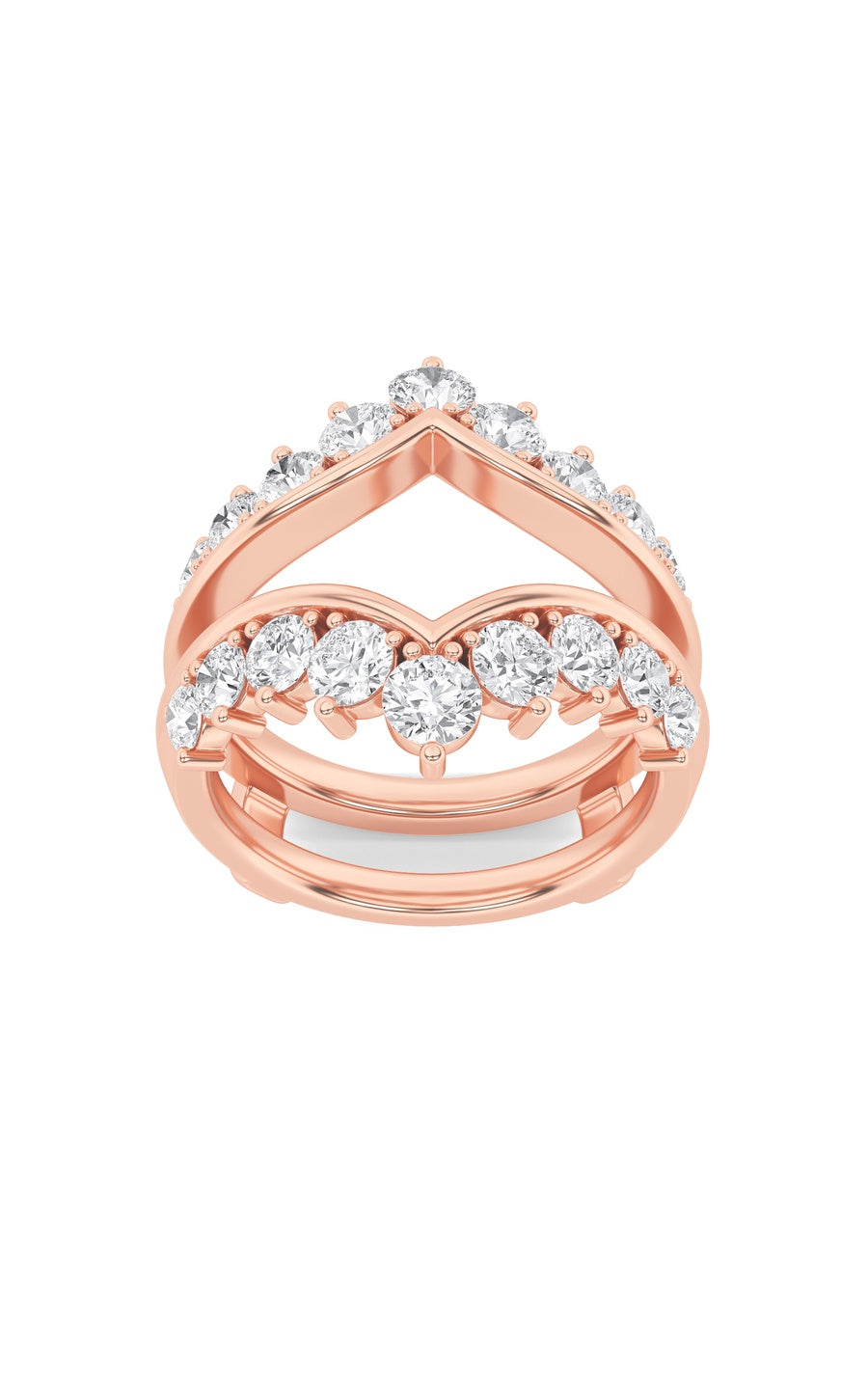 2Cttw Round Shaped Lab Grown Diamond (F/VS) InsertJacket Ring in 14K Gold