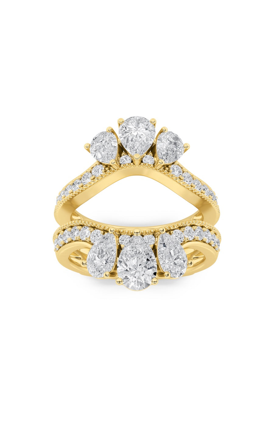 2Cttw Pear Shaped Lab Grown Diamond (F/VS) InsertJacket Ring in 14K Gold