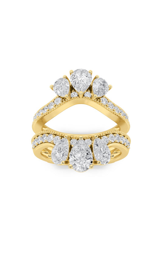 2Cttw Pear Shaped Lab Grown Diamond (F/VS) InsertJacket Ring in 14K Gold