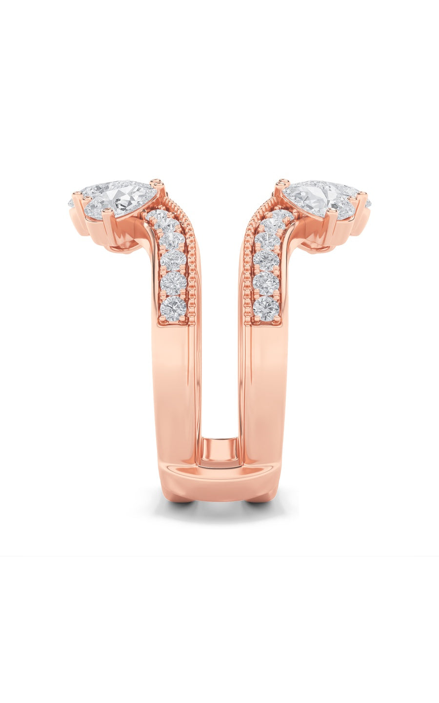 2Cttw Pear Shaped Lab Grown Diamond (F/VS) InsertJacket Ring in 14K Gold