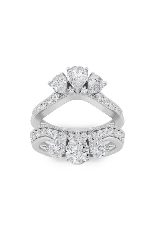 2.25Cttw Pear Shaped Lab Grown Diamond (F/VS) Insert Jacket Ring in 14K Gold