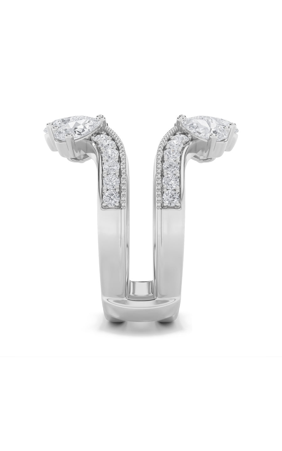 2.25Cttw Pear Shaped Lab Grown Diamond (F/VS) Insert Jacket Ring in 14K Gold