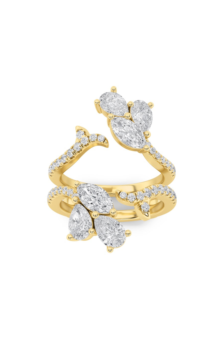 2Cttw Marquise Shaped Lab Grown Diamond (F/VS) Insert Jacket Ring in 14K Gold