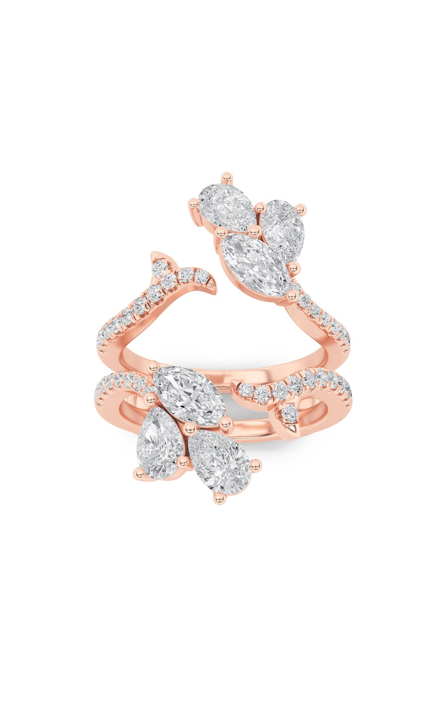 2Cttw Marquise Shaped Lab Grown Diamond (F/VS) Insert Jacket Ring in 14K Gold