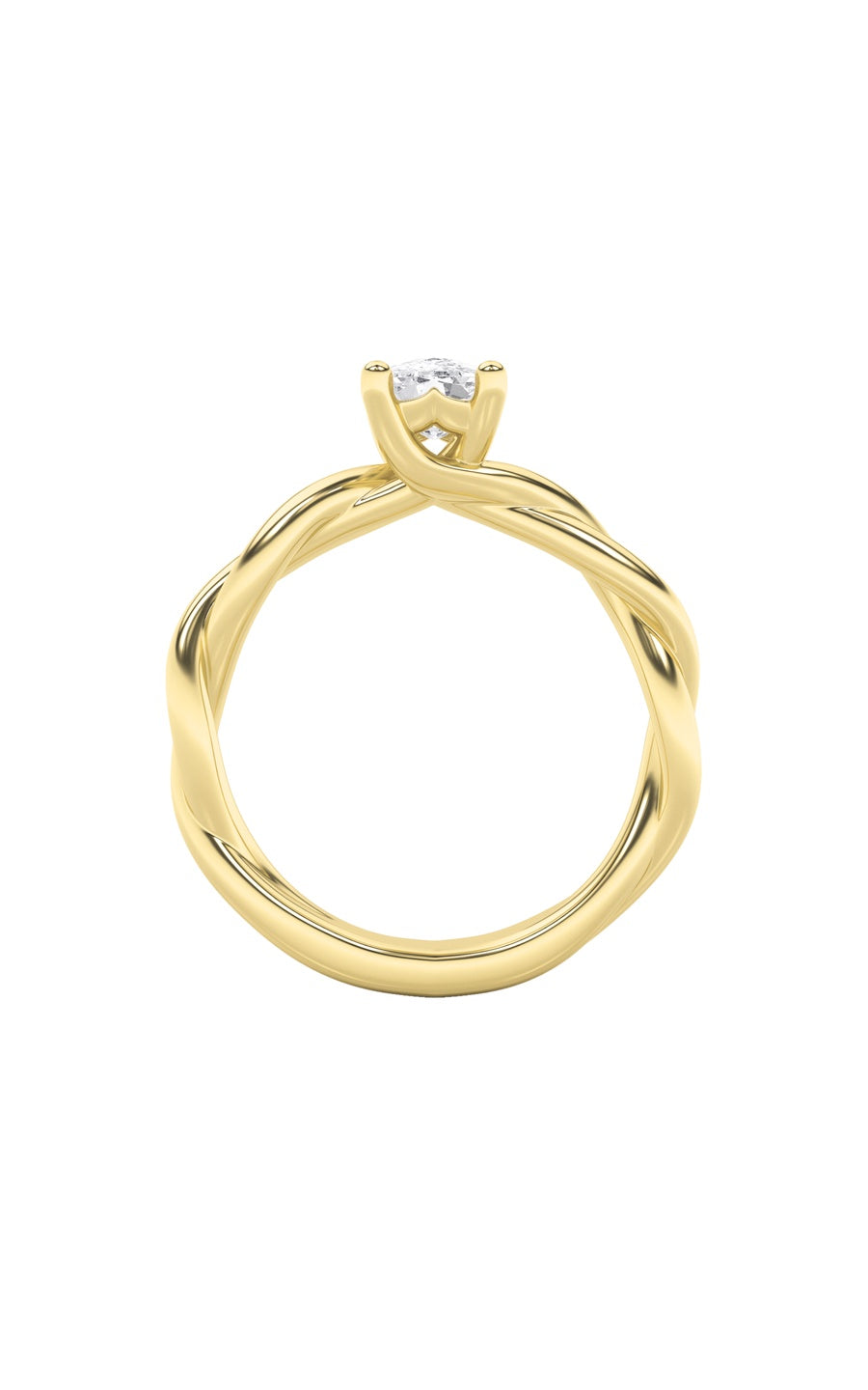 1Cttw Elongated Cushion Shaped Lab Grown Diamond (F/VS) Twisted Shank Solitaire Engagement Ring in 14K Gold