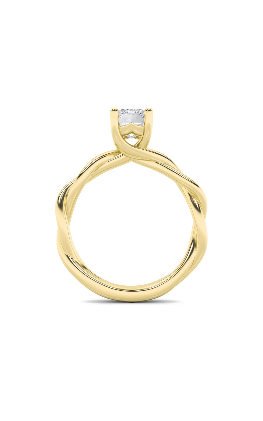 2Cttw Emerald Shaped Lab Grown Diamond (F/VS) Twisted Shank Solitaire Engagement Ring in 14K Gold