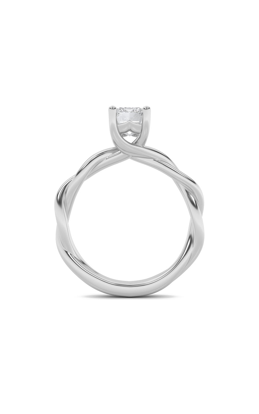 3Cttw Emerald Shaped Lab Grown Diamond (F/VS) Twisted Shank Solitaire Engagement Ring in 14K Gold