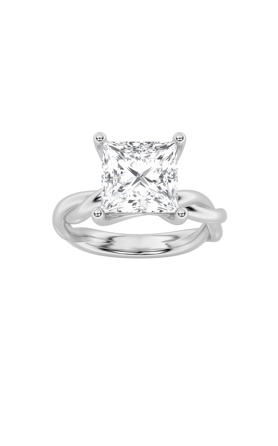 2Cttw Princess Shaped Lab Grown Diamond (F/VS) Twisted Shank Solitaire Engagement Ring in 14K Gold