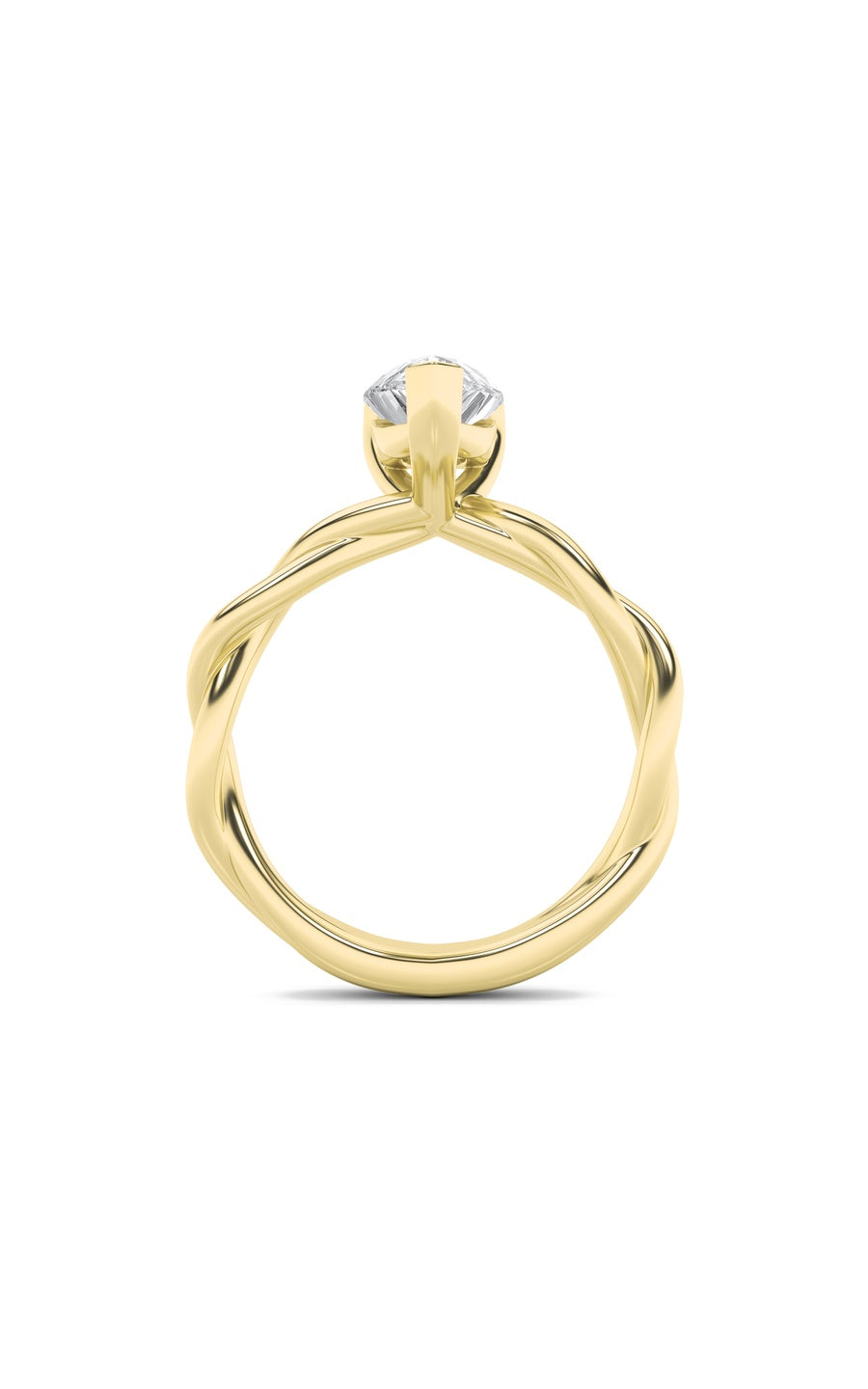 2Cttw Pear Shaped Lab Grown Diamond (F/VS) TwistedShank Solitaire Engagement Ring in 14K Gold