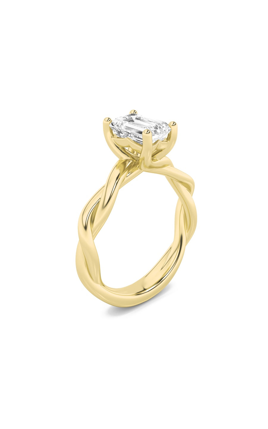 2Cttw Radiant Shaped Lab Grown Diamond (F/VS) Twisted Shank Solitaire Engagement Ring in 14K Gold