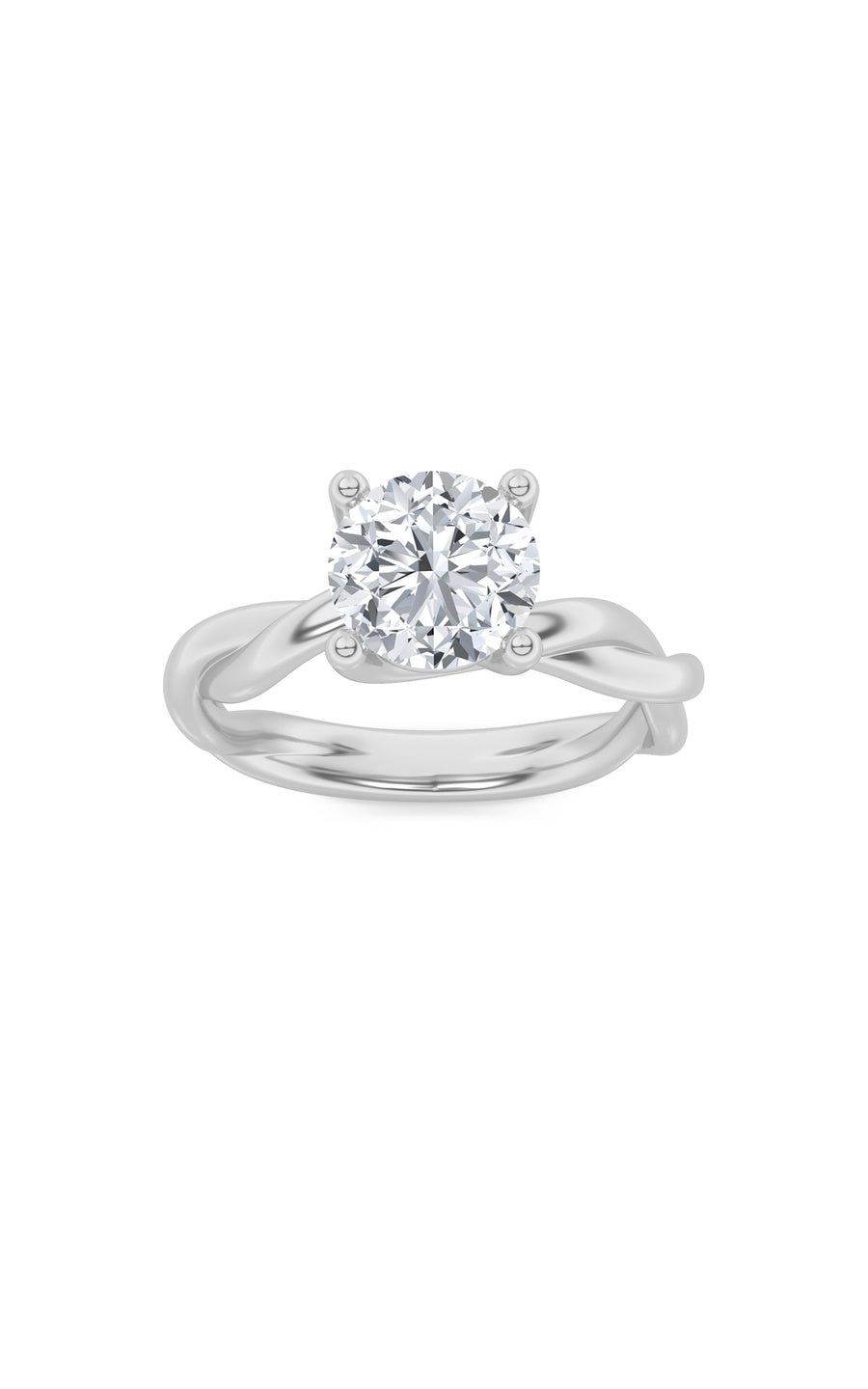 1.5Cttw Round Shaped Lab Grown Diamond (F/VS) Twisted Shank Solitaire Engagement Ring in 14K Gold