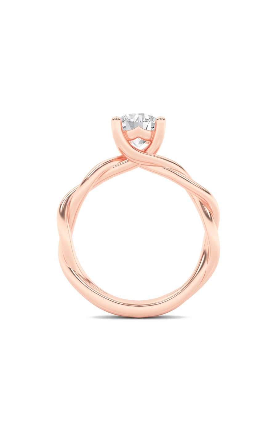 1.5Cttw Round Shaped Lab Grown Diamond (F/VS) Twisted Shank Solitaire Engagement Ring in 14K Gold