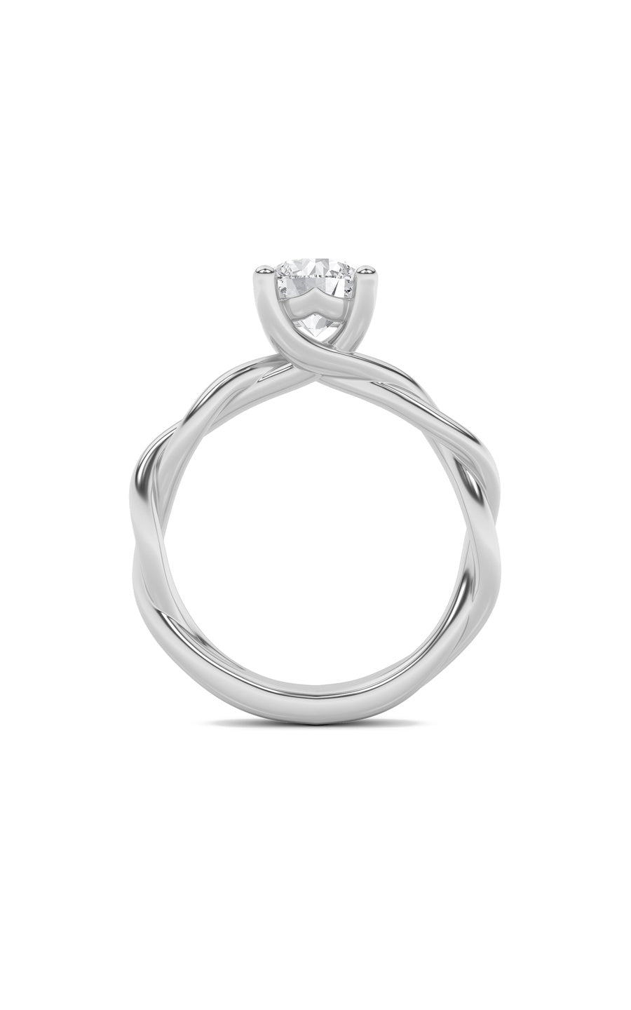 2.5Cttw Round Shaped Lab Grown Diamond (F/VS) Twisted Shank Solitaire Engagement Ring in 14K Gold