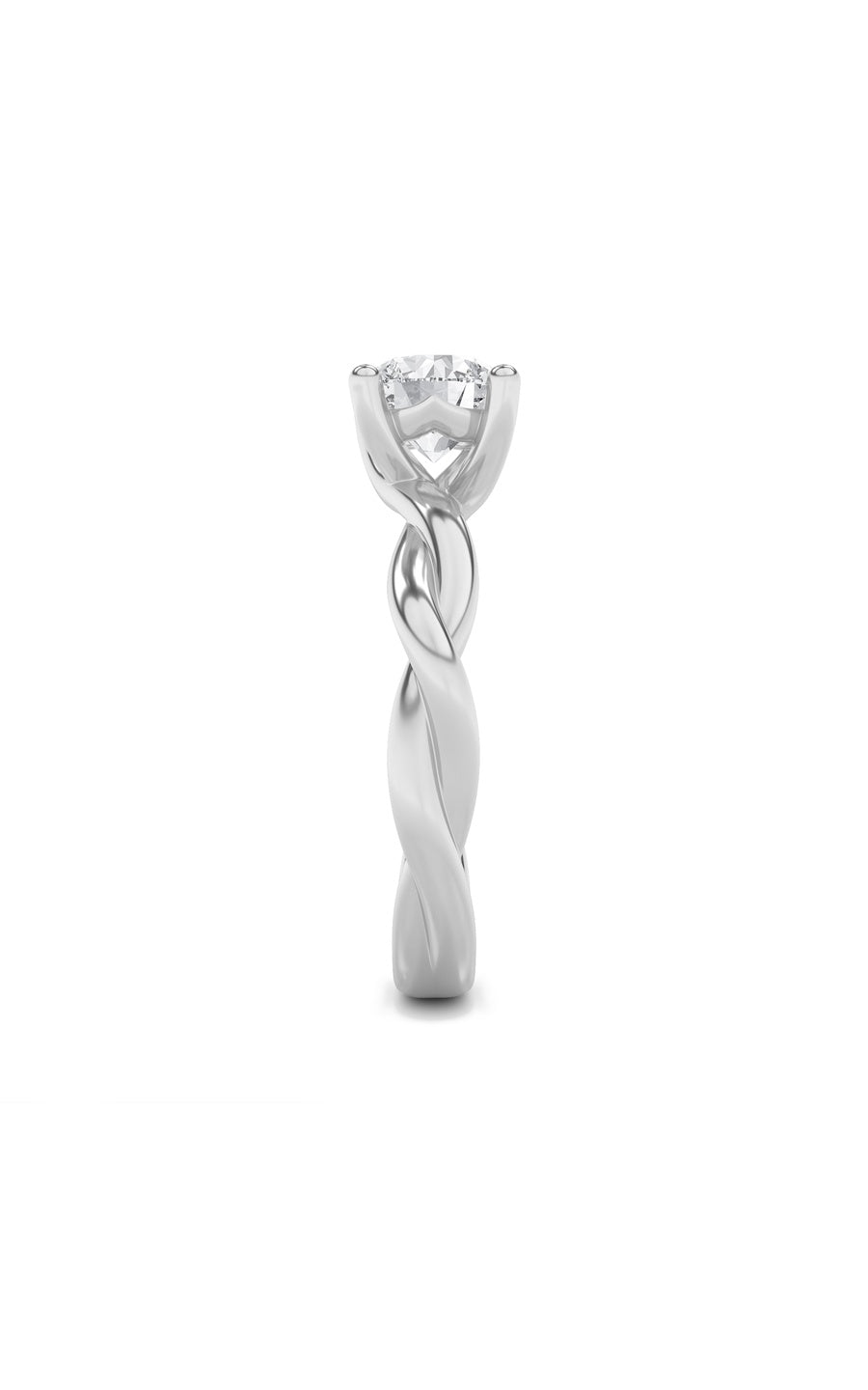 2.5Cttw Round Shaped Lab Grown Diamond (F/VS) Twisted Shank Solitaire Engagement Ring in 14K Gold