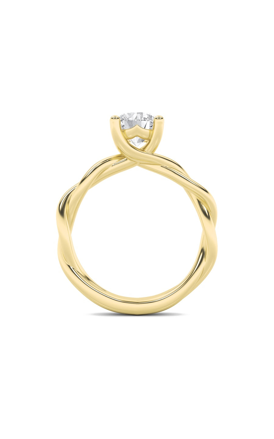 2.5Cttw Round Shaped Lab Grown Diamond (F/VS) Twisted Shank Solitaire Engagement Ring in 14K Gold
