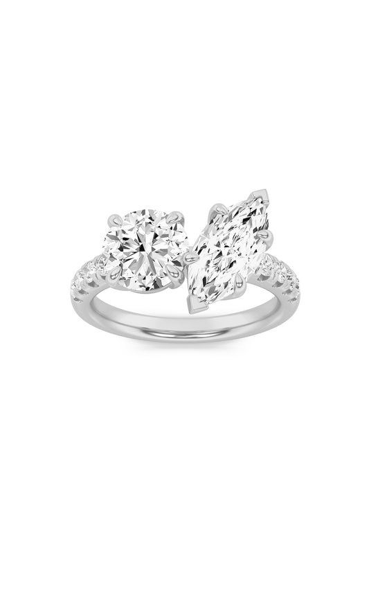 3Cttw Round Shaped Lab Grown Diamond (F/VS) Toi etMoi Engagement Ring in 14K Gold