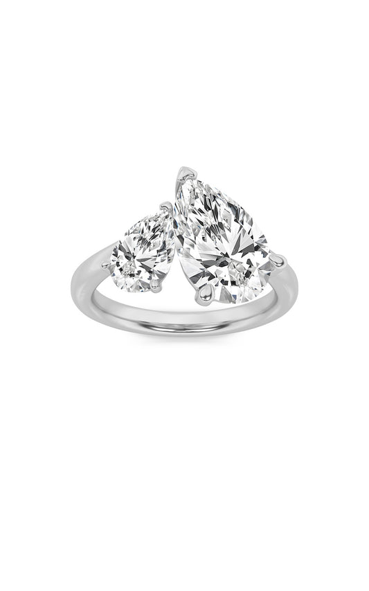 3Cttw Pear Shaped Lab Grown Diamond (F/VS) Toi etMoi Engagement Ring in 14K Gold
