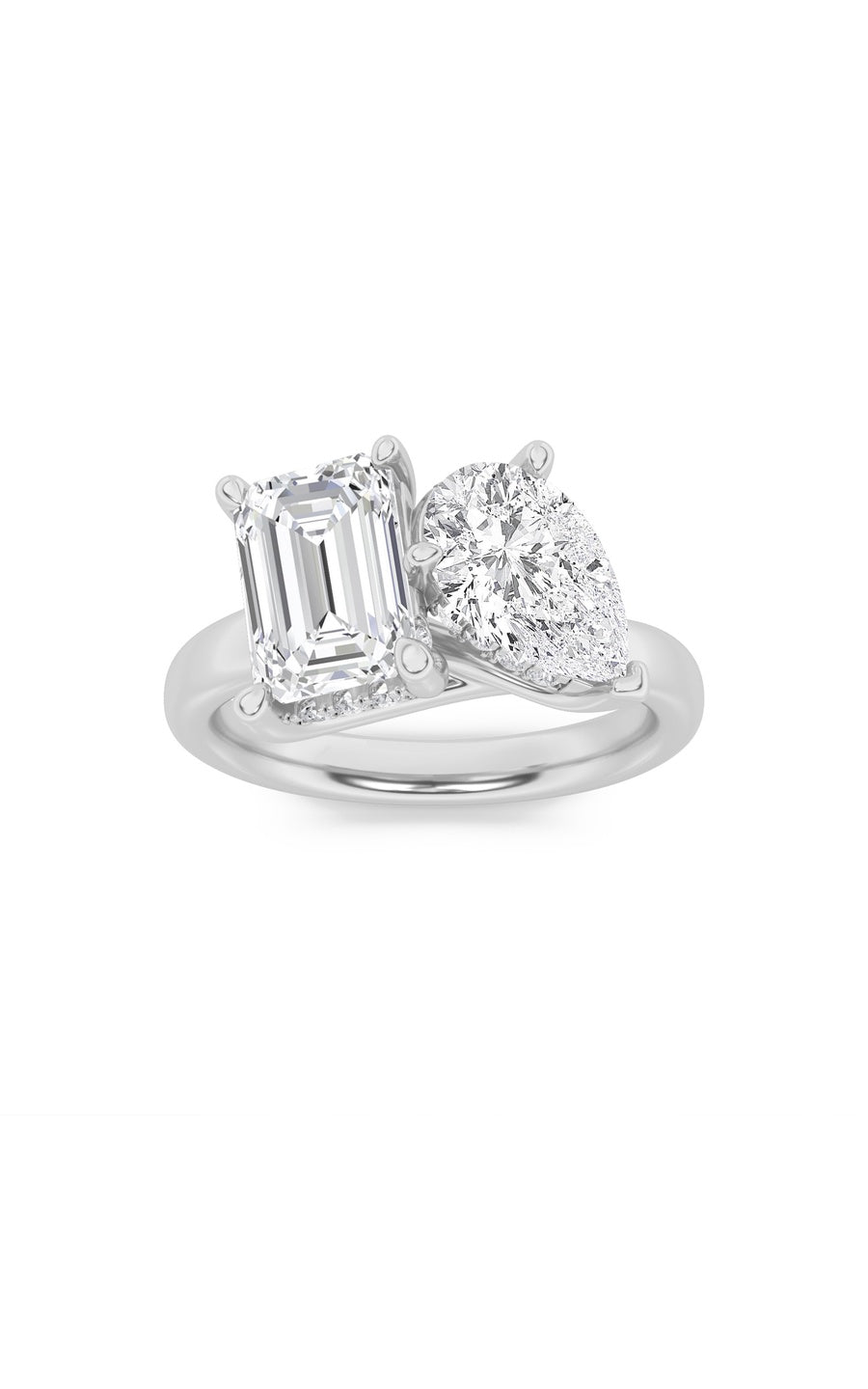 3Cttw Emerald Shaped Lab Grown Diamond (F/VS) Toiet Moi Engagement Ring in 14K Gold