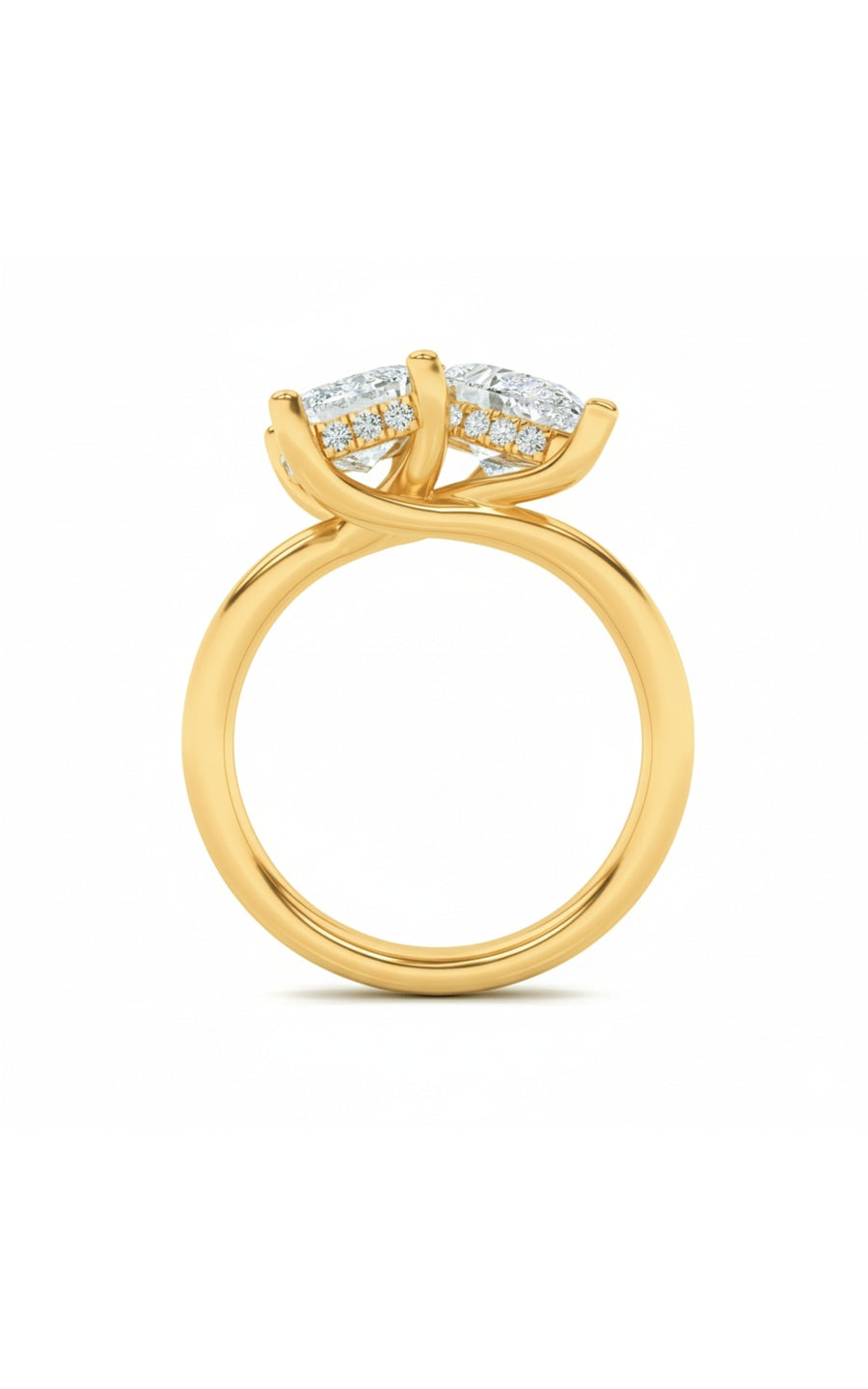 3Cttw Emerald Shaped Lab Grown Diamond (F/VS) Toiet Moi Engagement Ring in 14K Gold